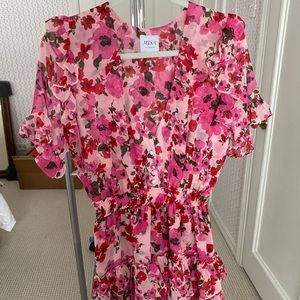MISA pink and red floral dress